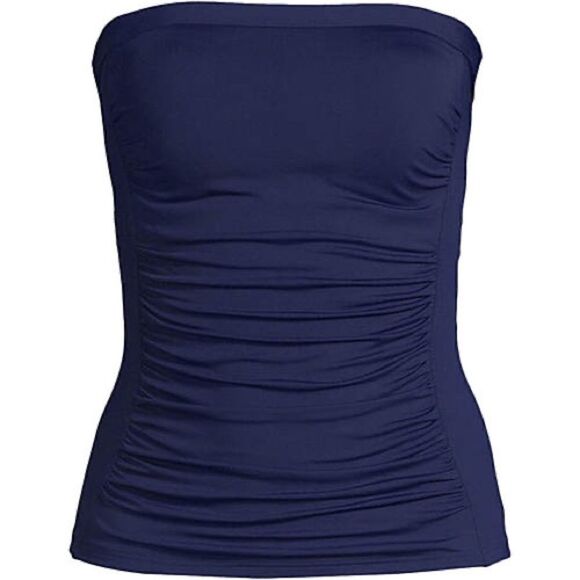 Land’s End Standard Plus Bandeau tankini removable straps soft cup Navy Various - Picture 1 of 6